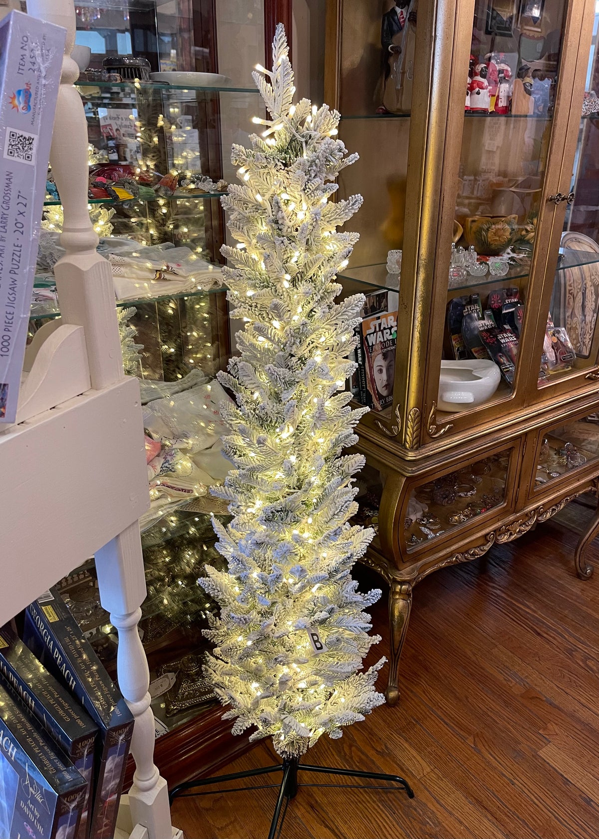 Lit Flocked Fraser Fir Pencil Tree