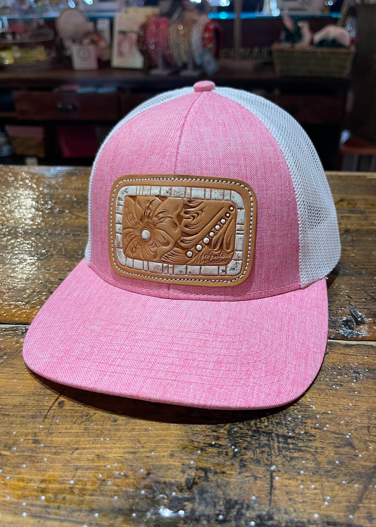 McIntire Saddlery | Cap Heather Pink &amp; White