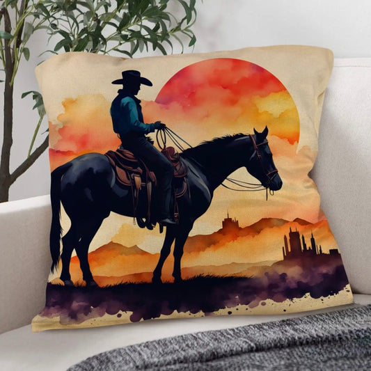 Throw Pillow - Watercolor Desert Cowboy