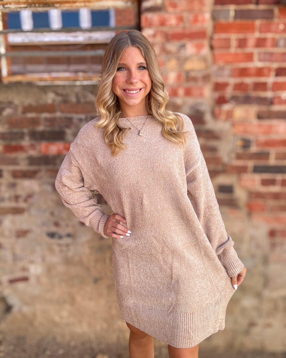 Dress | Sweater Chenille Almond Buff