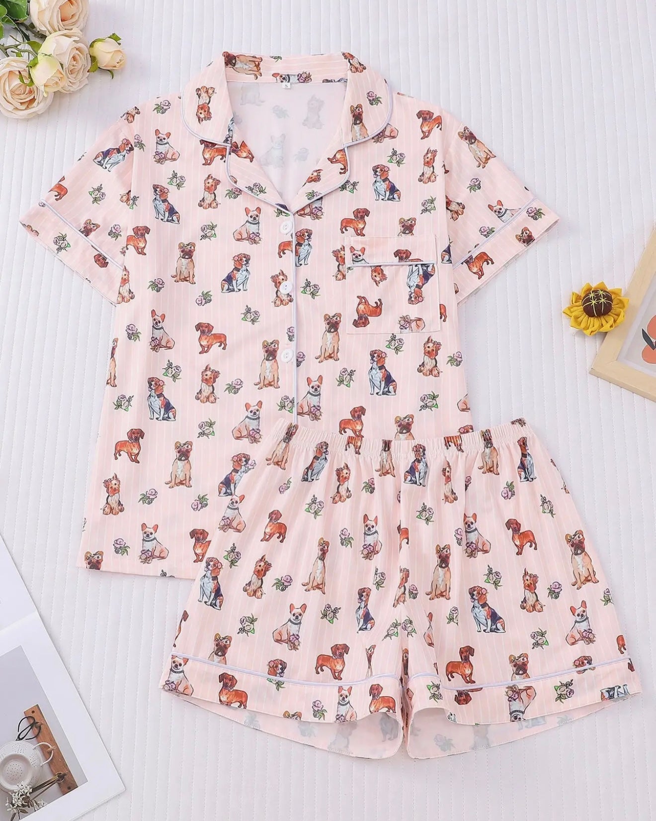 Pajama Set - Floral Dog