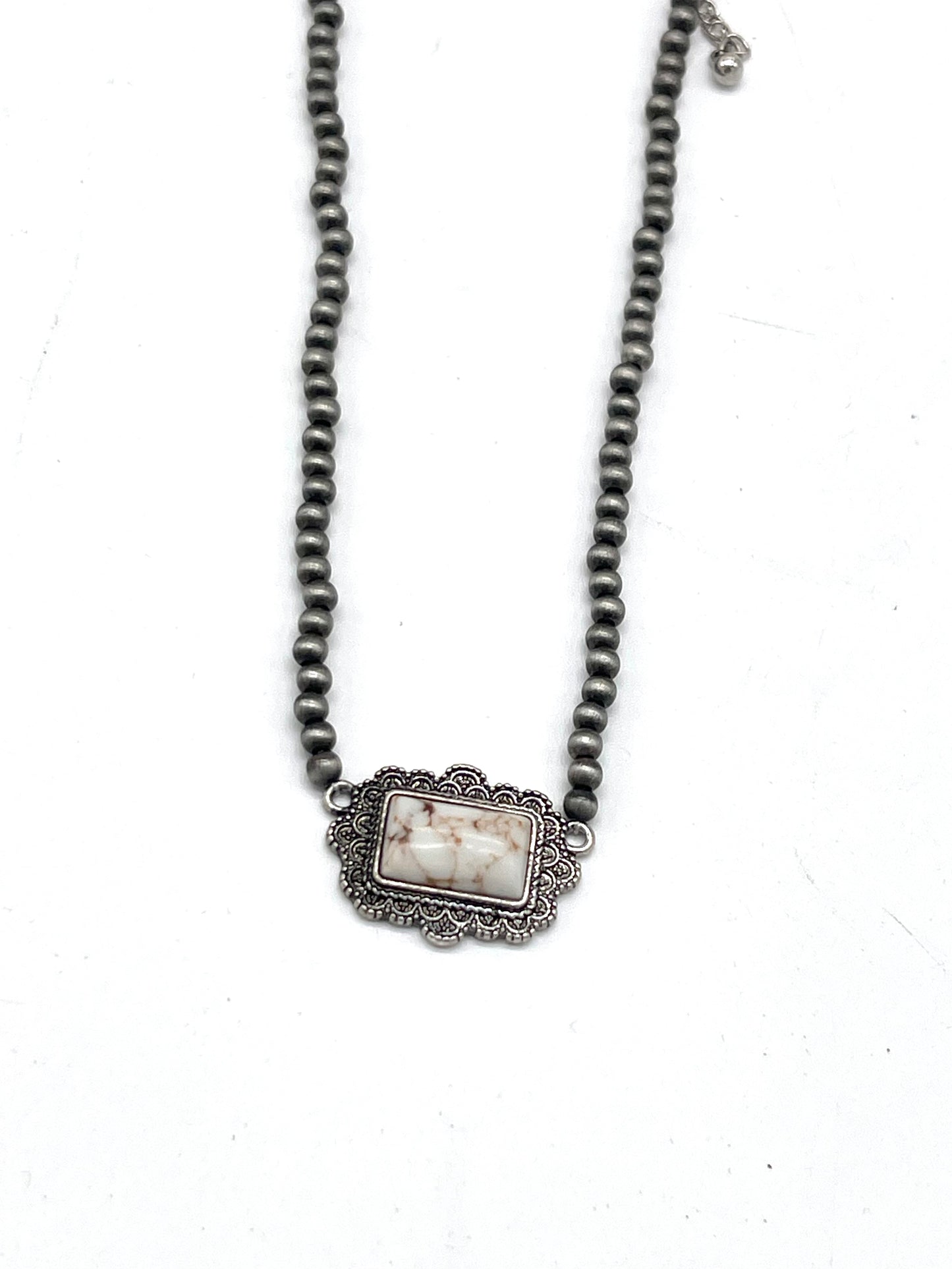 Jewelry | Necklace White Western Stone Pendant Beads Collar Necklace