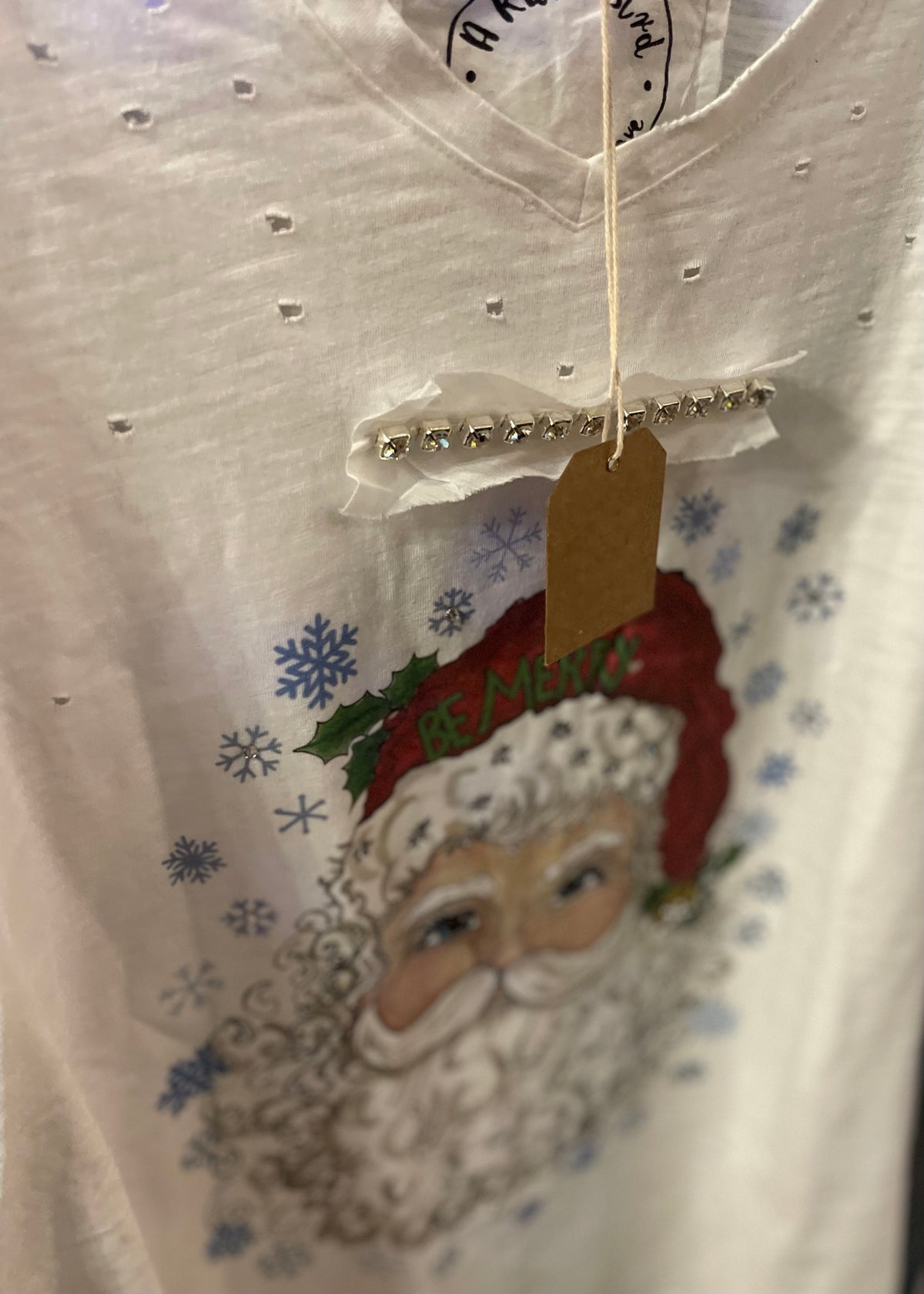 Top | Be Merry Santa Tattered Tee