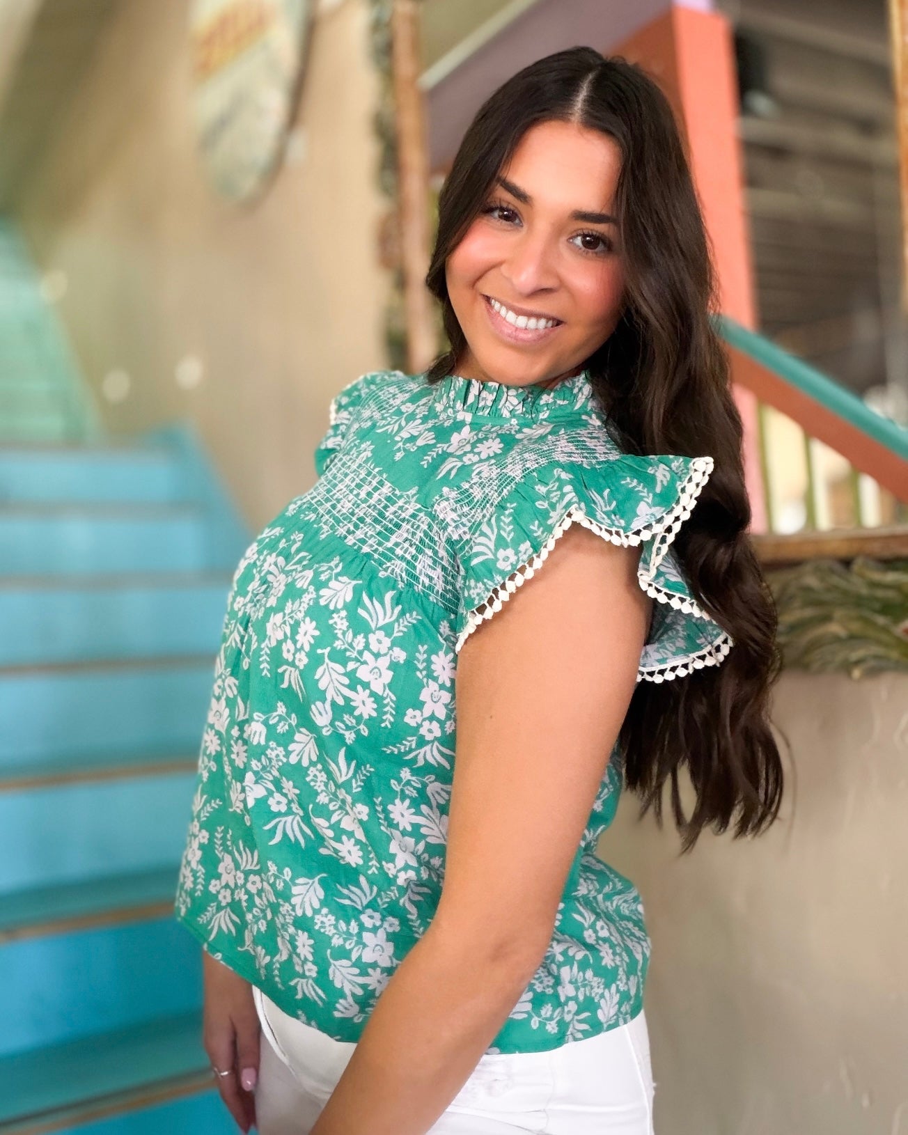 THML Flower Smocked Blouse