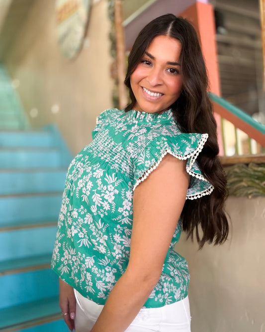 THML Flower Smocked Blouse