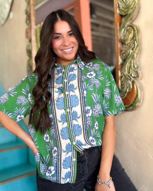 Blouse - Emerald Garden Panel