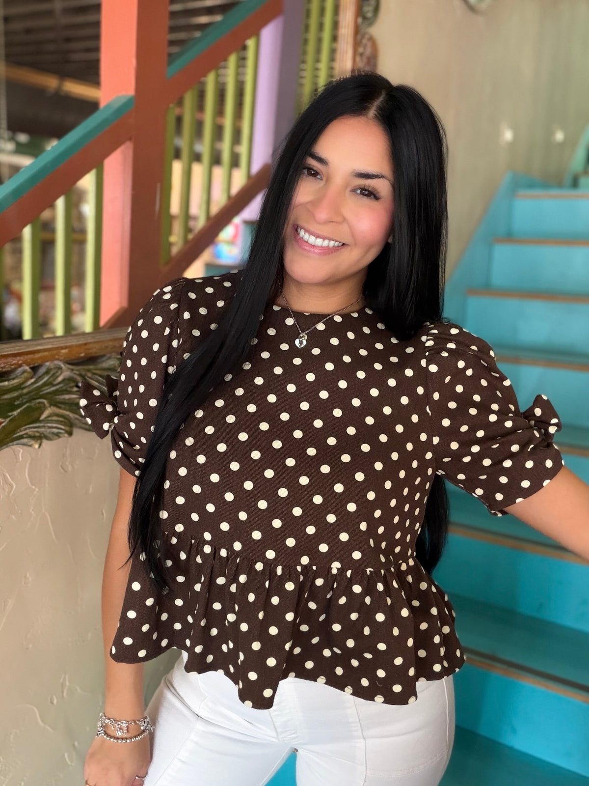 Blouse - Polka Dot Peplum
