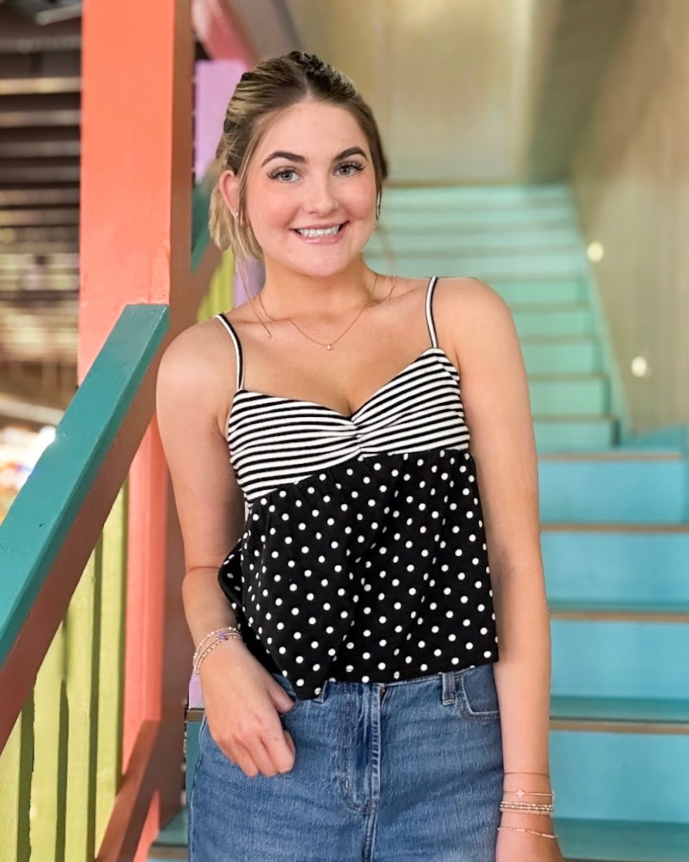 Stripe & Polka Dot Top