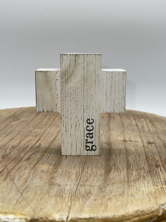 Decor | Wood Cross Grace 4"
