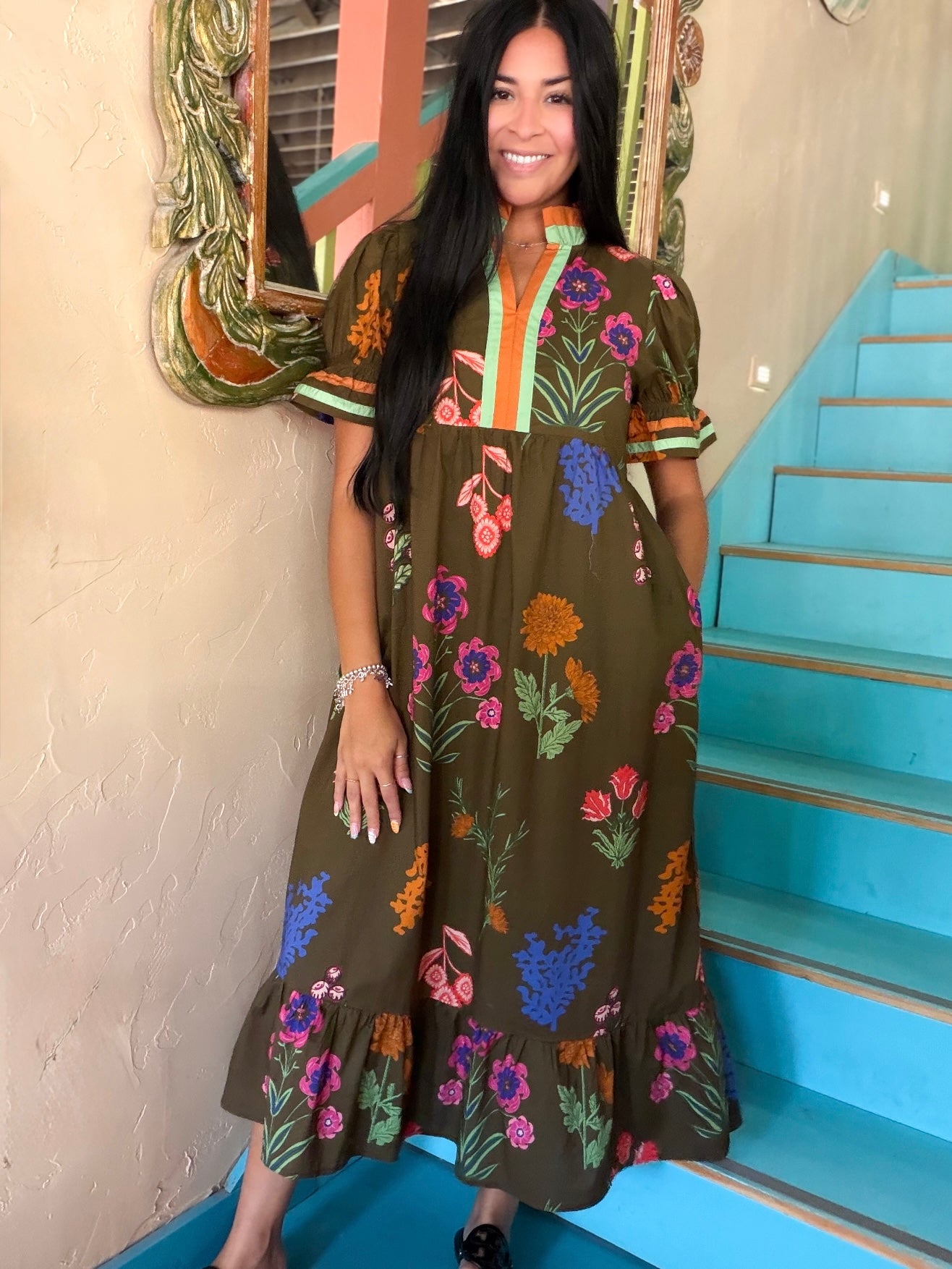 Dress - Jodifl Brown Wildflower Maxi