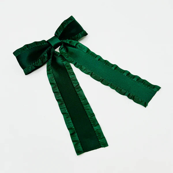 Hair Accessories | Deep Green Love Game Frill Bow Hair Clip