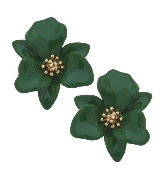 Jewelry | Earrings Green Valentina Enamel Flower Earrings