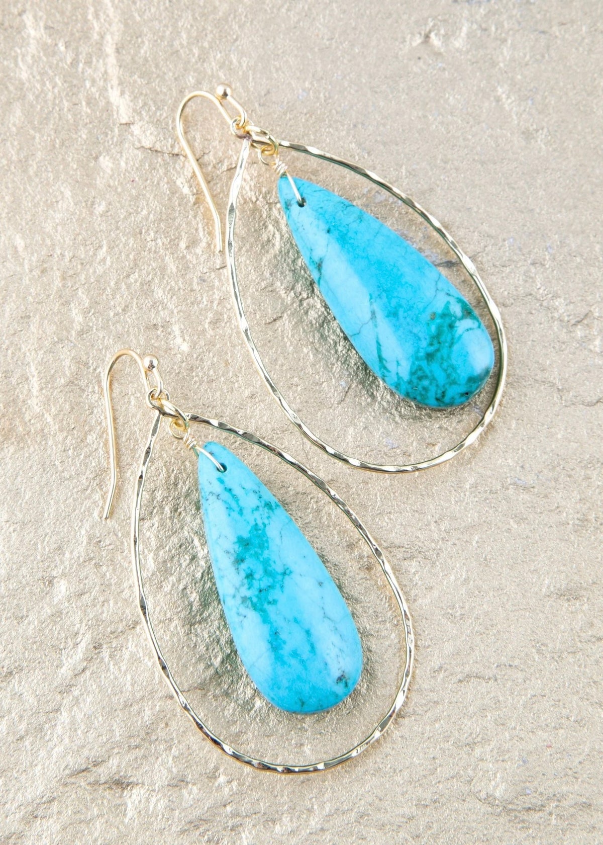 Earrings | Turquoise Magnesite Teardrop Statement Earring