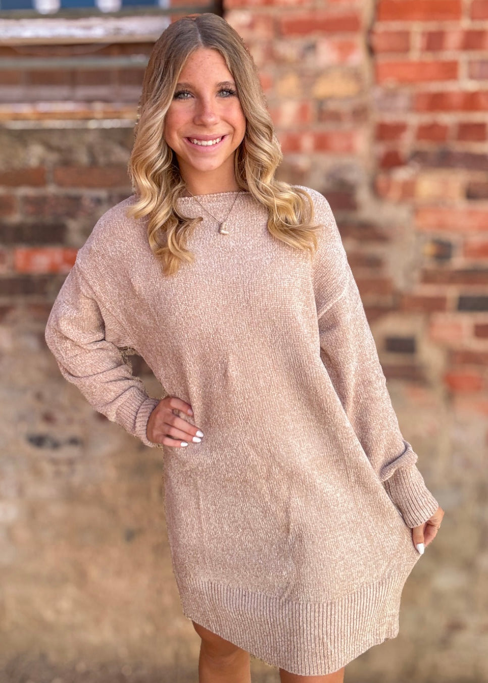 Dress | Sweater Chenille Almond Buff