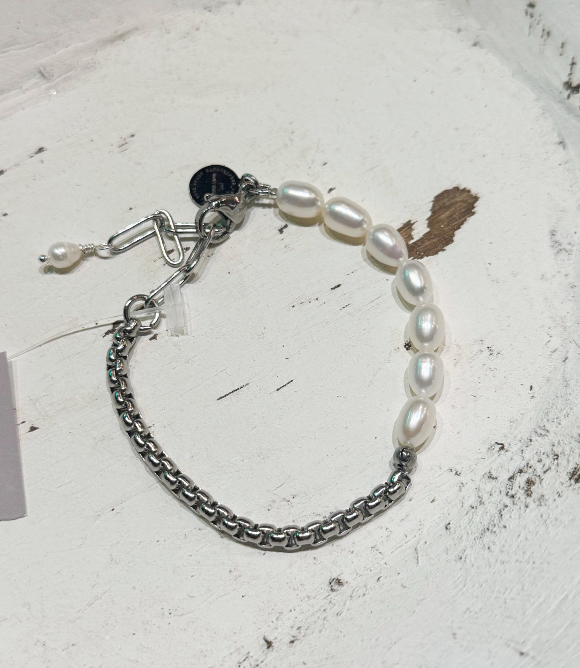 Bracelets | Half Pearl Half Chain Bracelet Adjustable