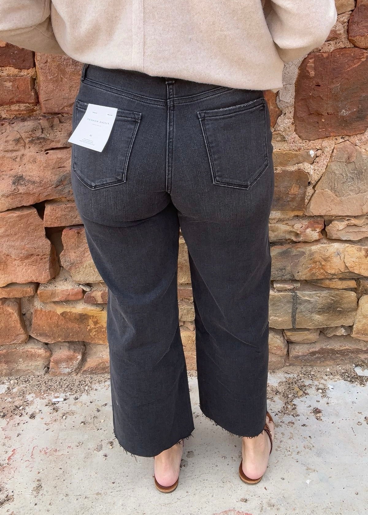 Bottoms | Flying Monkey High Rise Clean Cut Raw Hem Crop Wide Leg