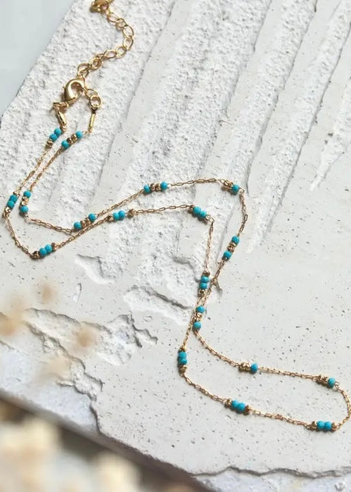 Necklace | Beaded Turquoise Chain