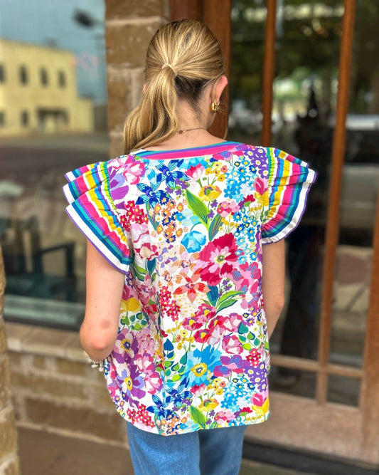 Tops | Blouse Spring Bloom Multicolor Floral Printed