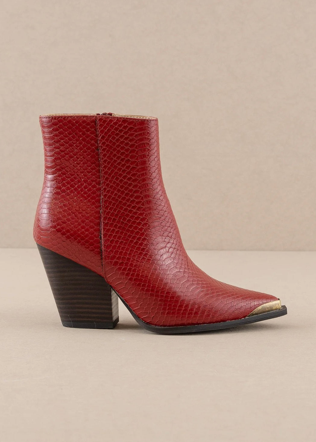 Shoes | Red Pointed Toe Cap Bootie