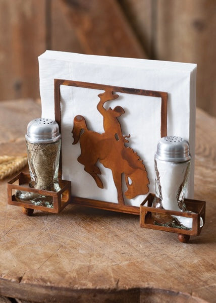 Kitchen | Cowboy Salt Pepper and Napkin Caddy