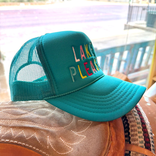 Trucker Hat - Teal "Lake Please"