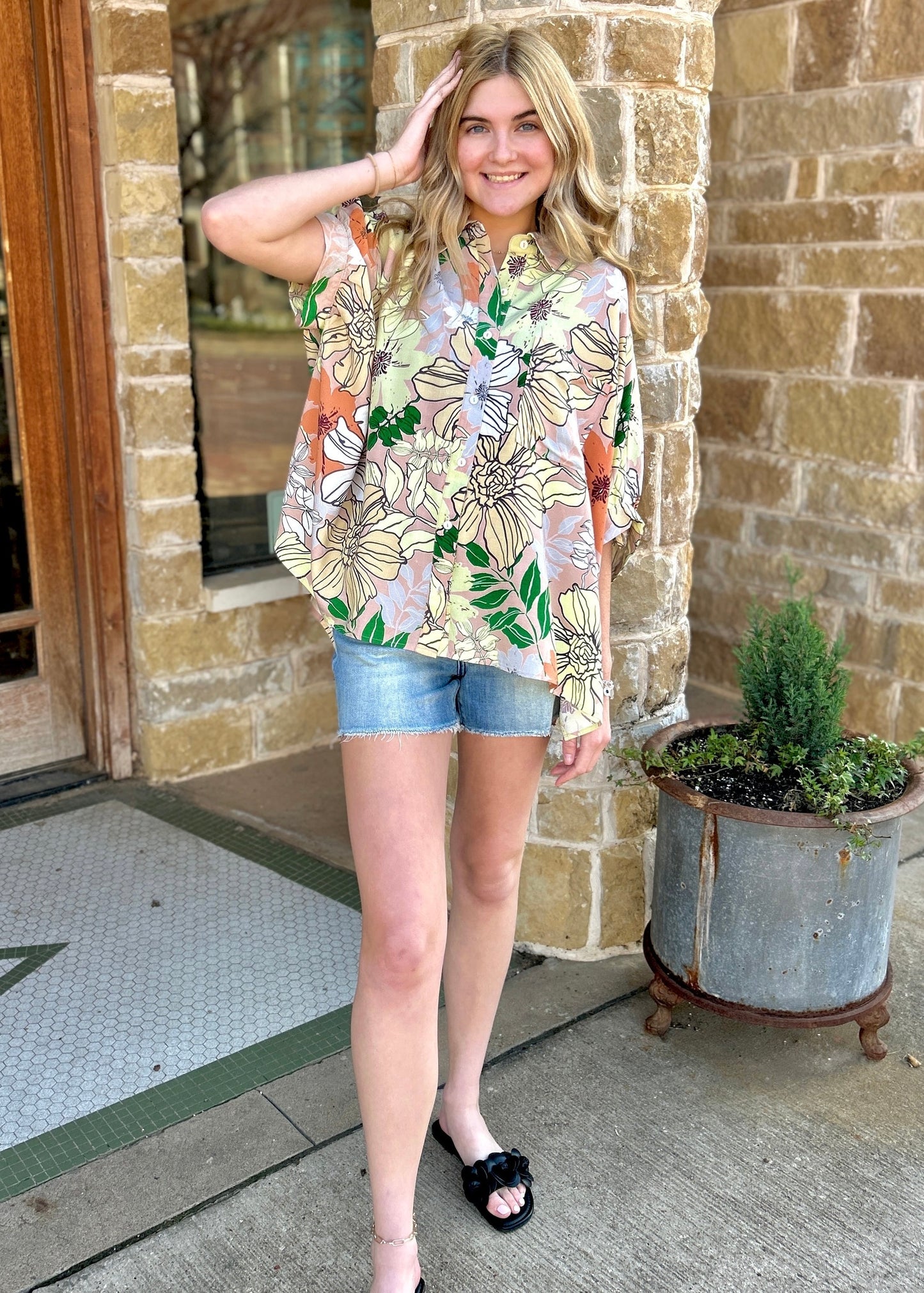 Top | Latte Multi Color Floral Top