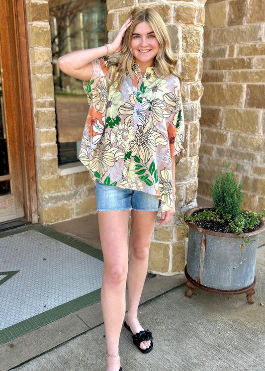 Top | Latte Multi Color Floral Top