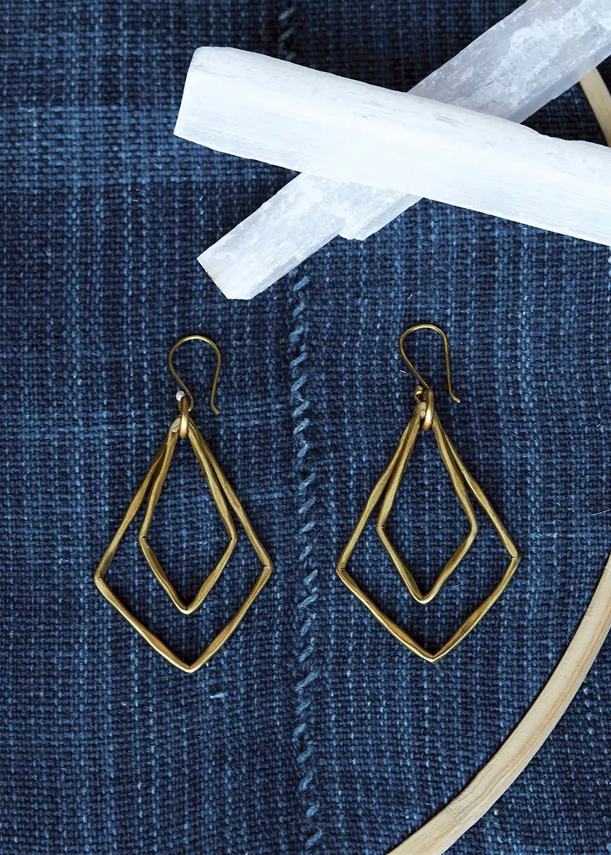 Earrings | Duo Form Diamond Brass