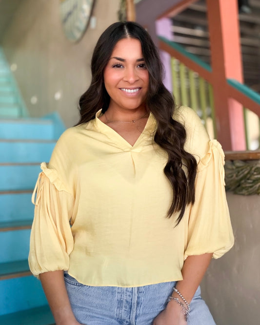 Blouse - Pale Banana Balloon Sleeve