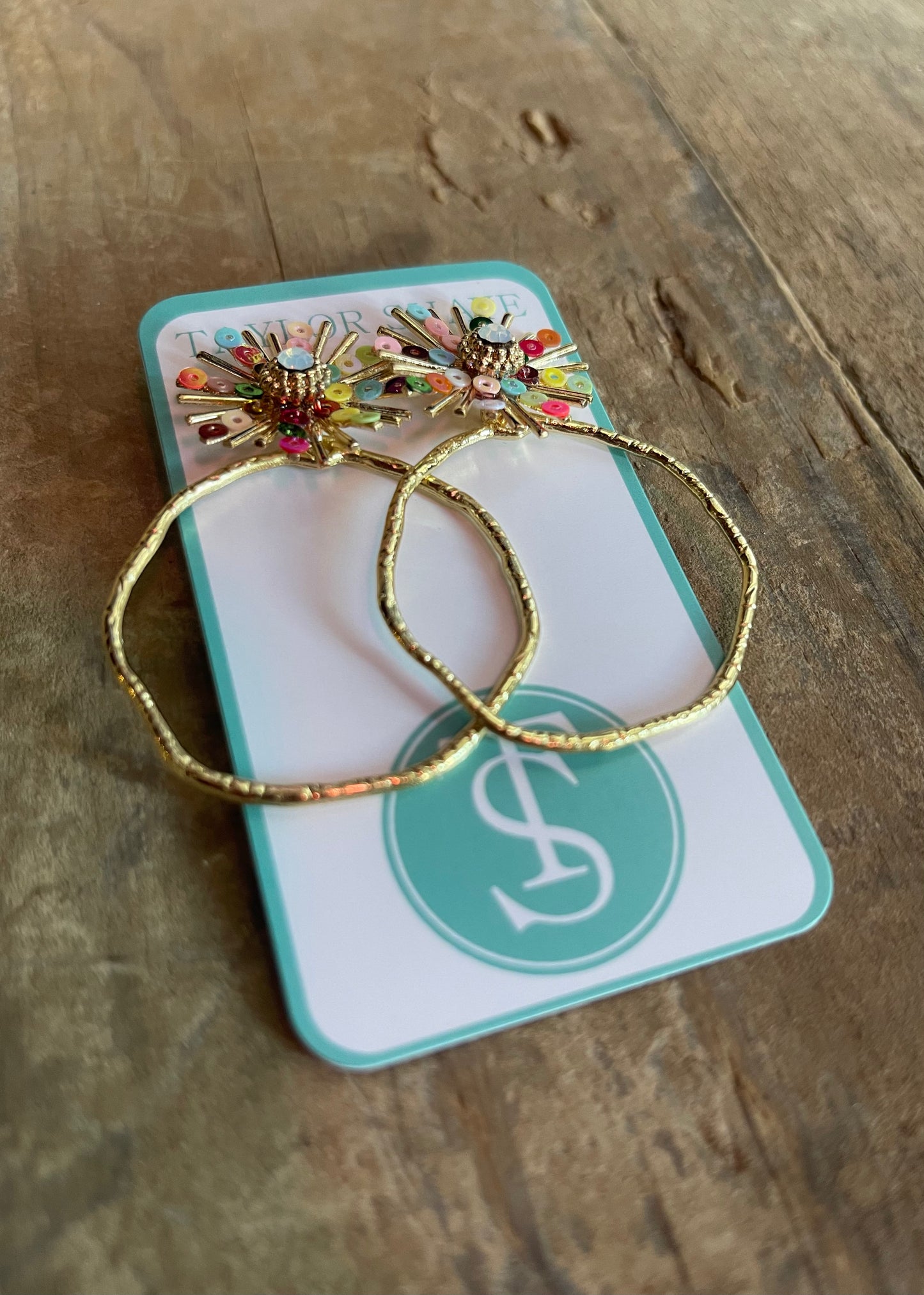 Jewelry | Earrings Rainbow Round Sequin Sunburst Hoops Taylor Shaye