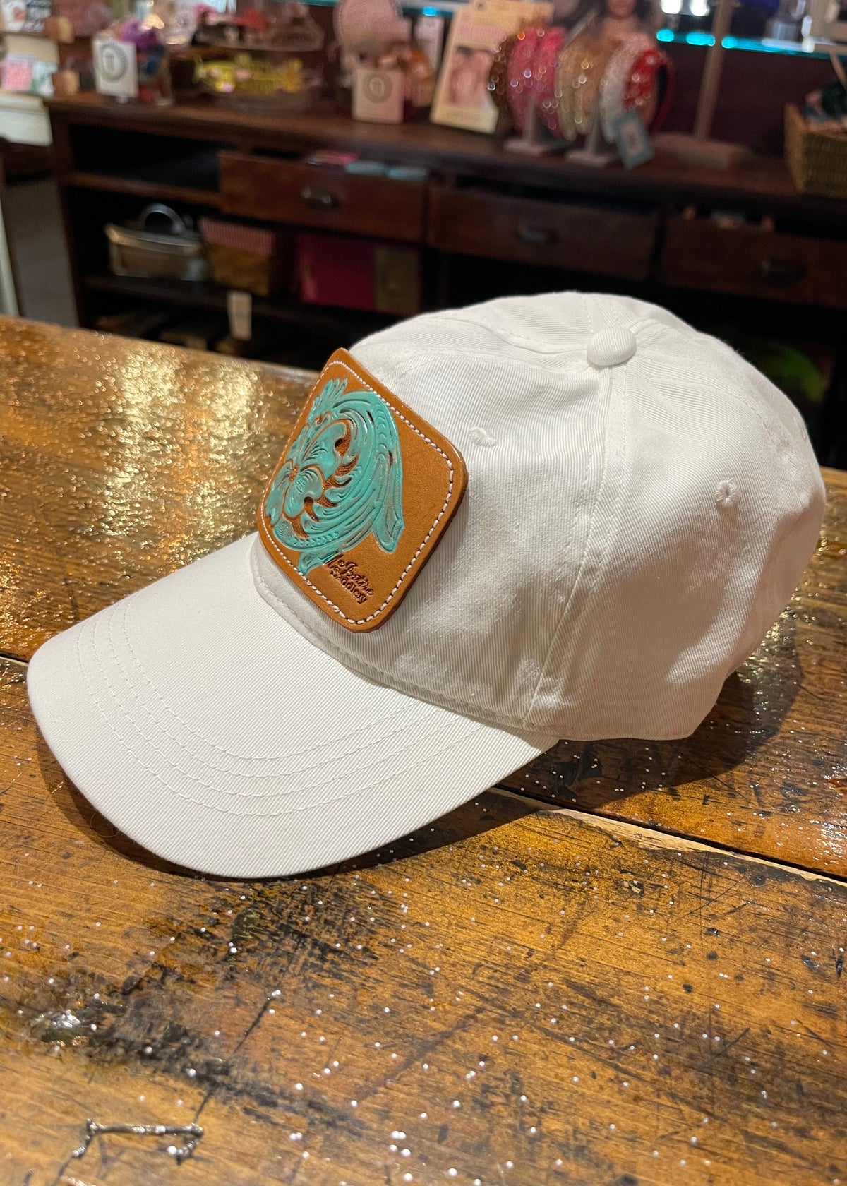 McIntire Saddlery | Cap White With Turquoise Floral