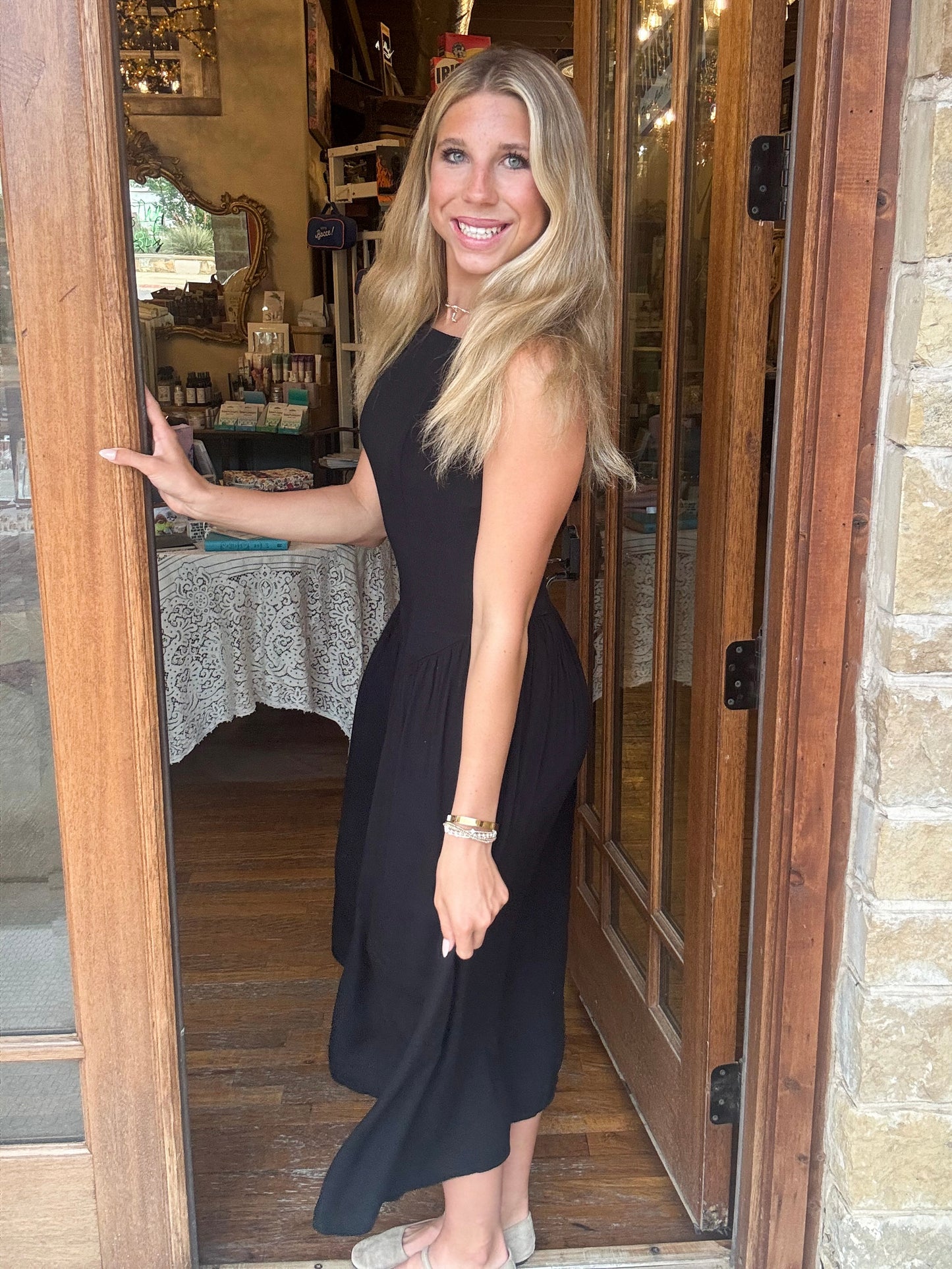 Dress - Midi Black Basque Waist