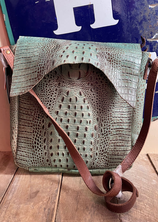 Handbags | Crocodile Embossed Genuine Western Leather Bag