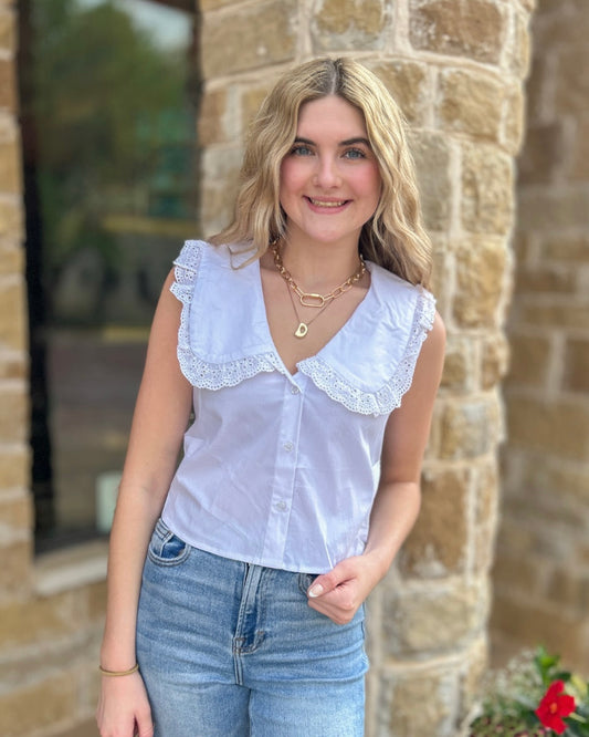 White Vest w/ Buttons Top