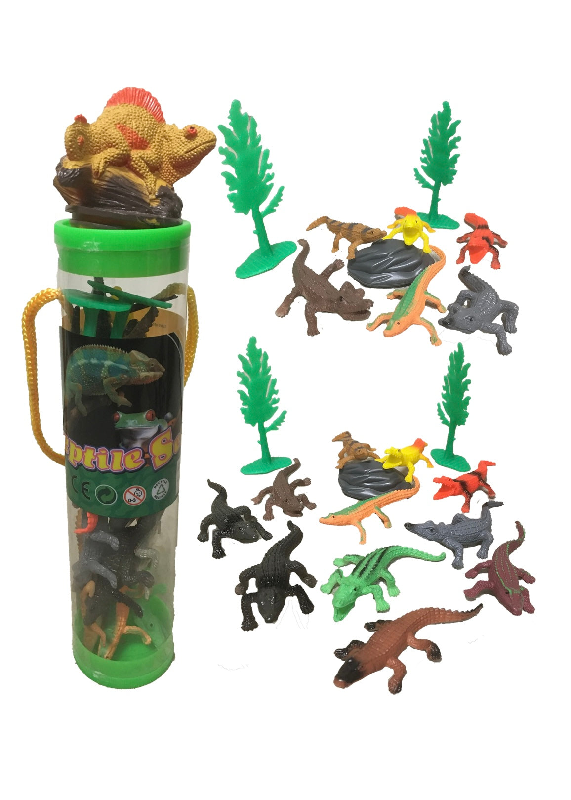 Littles | Crocodile Figurines In Clear Tube with Reptile Head Topper