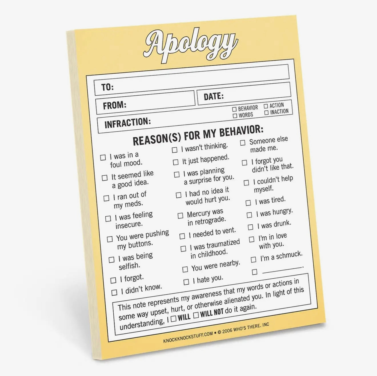 Apology Nifty Note Pad