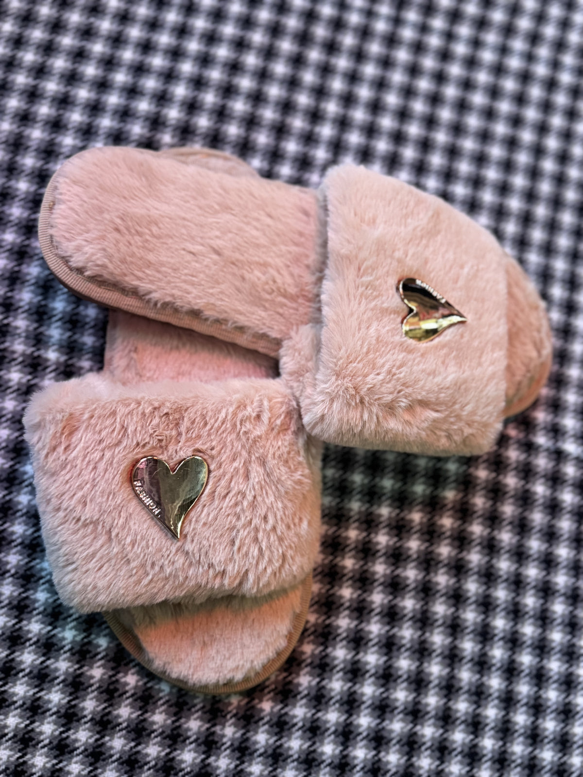 Shoes | Heart Shaped Open Toed  Plush Slippers