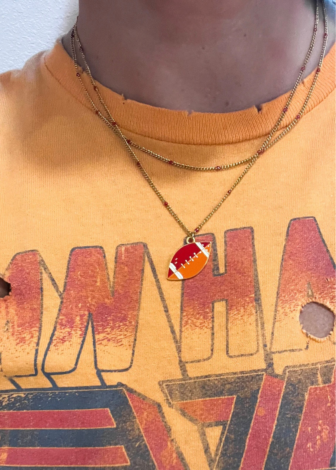 Necklace | Football Double Chain Charm Necklace