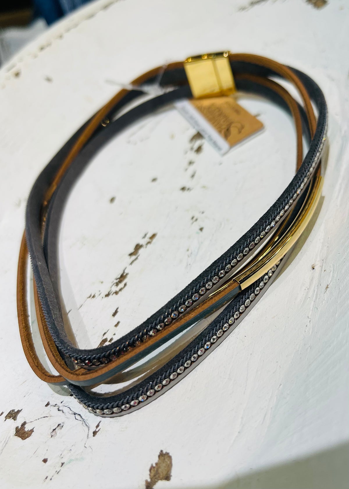 Bracelet | Multi-Strand Leather Wrap Magnetic Clasp