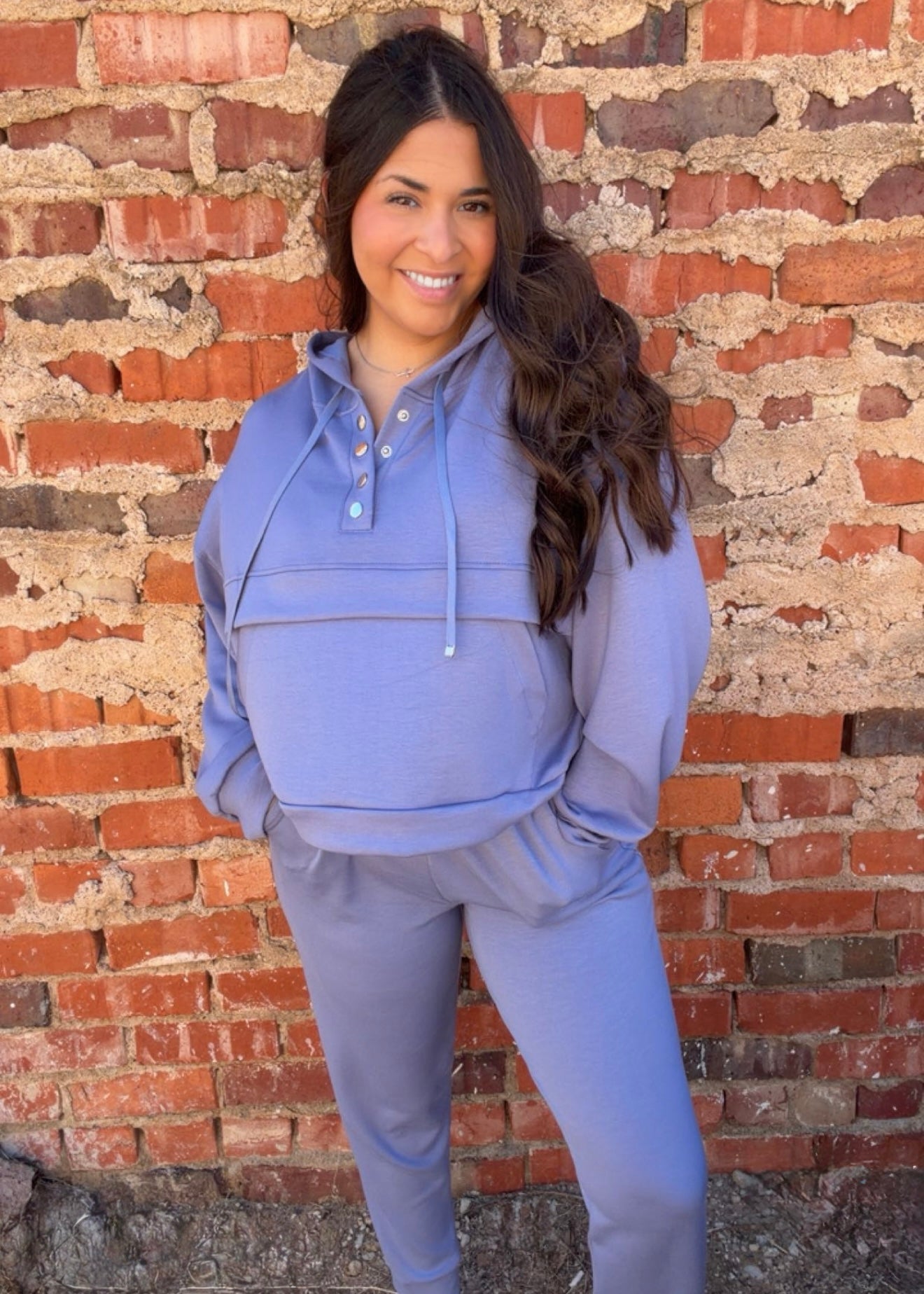 Sets | Stone Blue Double Soft Hoodie and Cuff Pant