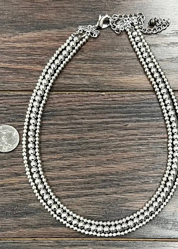 Necklace | Handmade Silver Navajo Bead Necklace