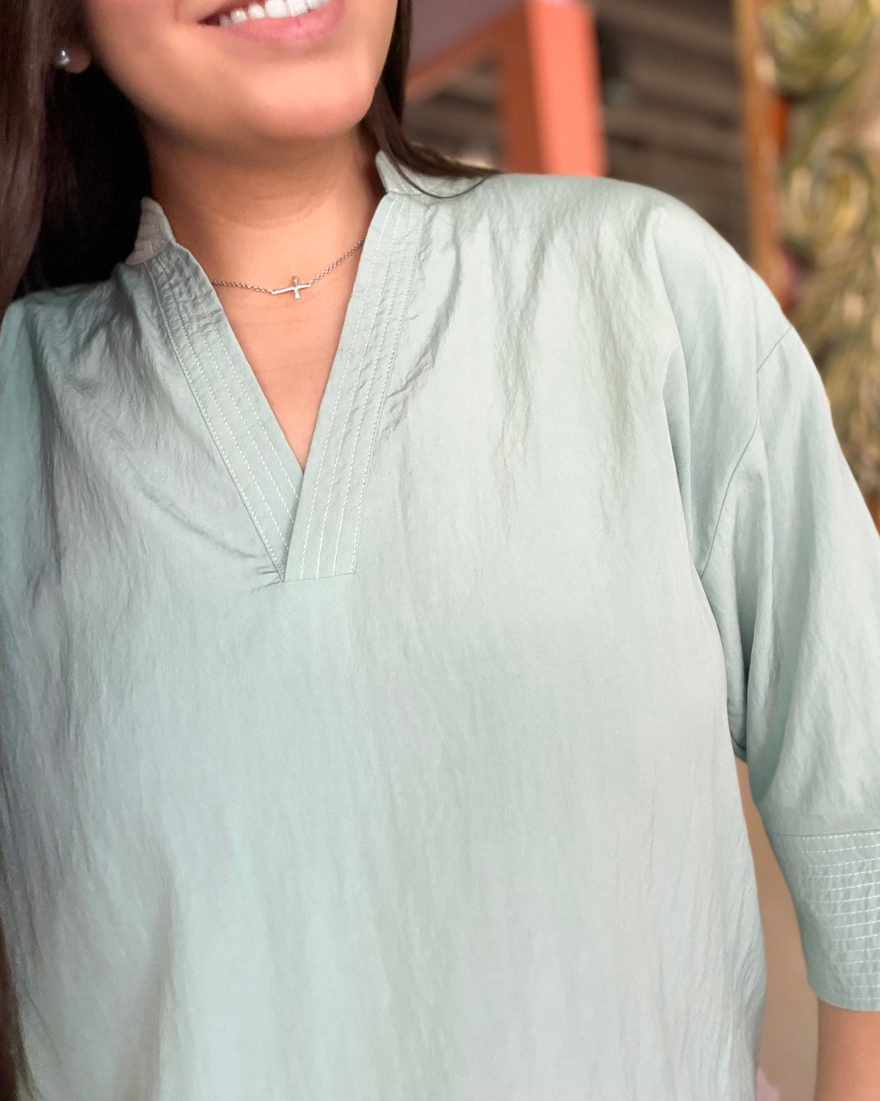 Blouse - Seafoam Stitch Popover