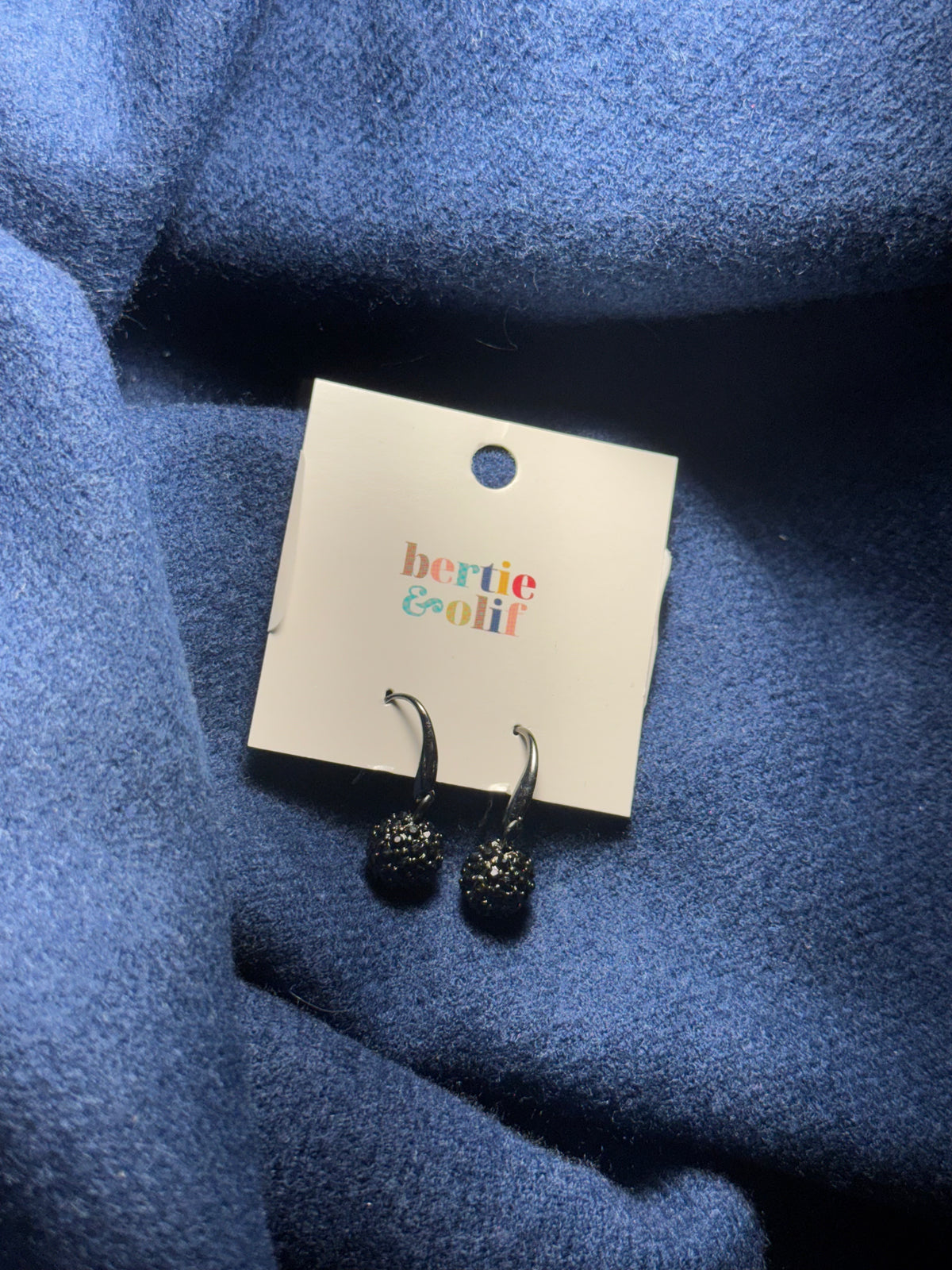 Earrings | Silver Hoop with Blue Studded Charm