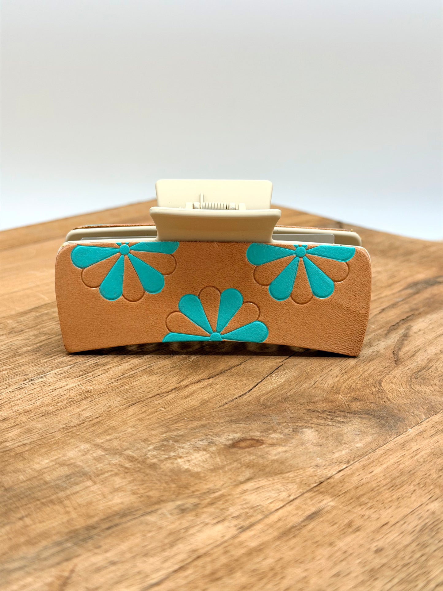 McIntire Saddlery | Hair Clip Needlepoint Turquoise