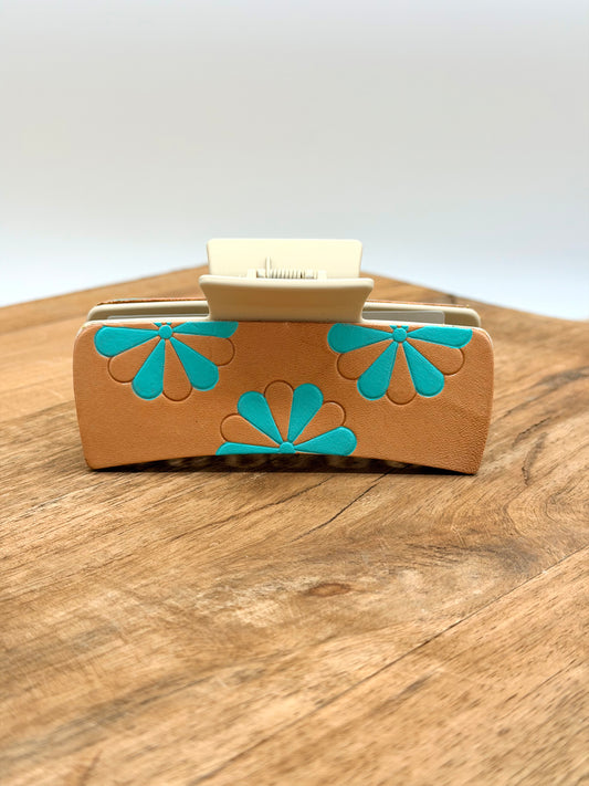 McIntire Saddlery | Hair Clip Needlepoint Turquoise