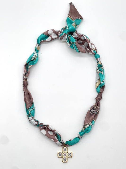 Cross Scarf Bandana Charm Necklace