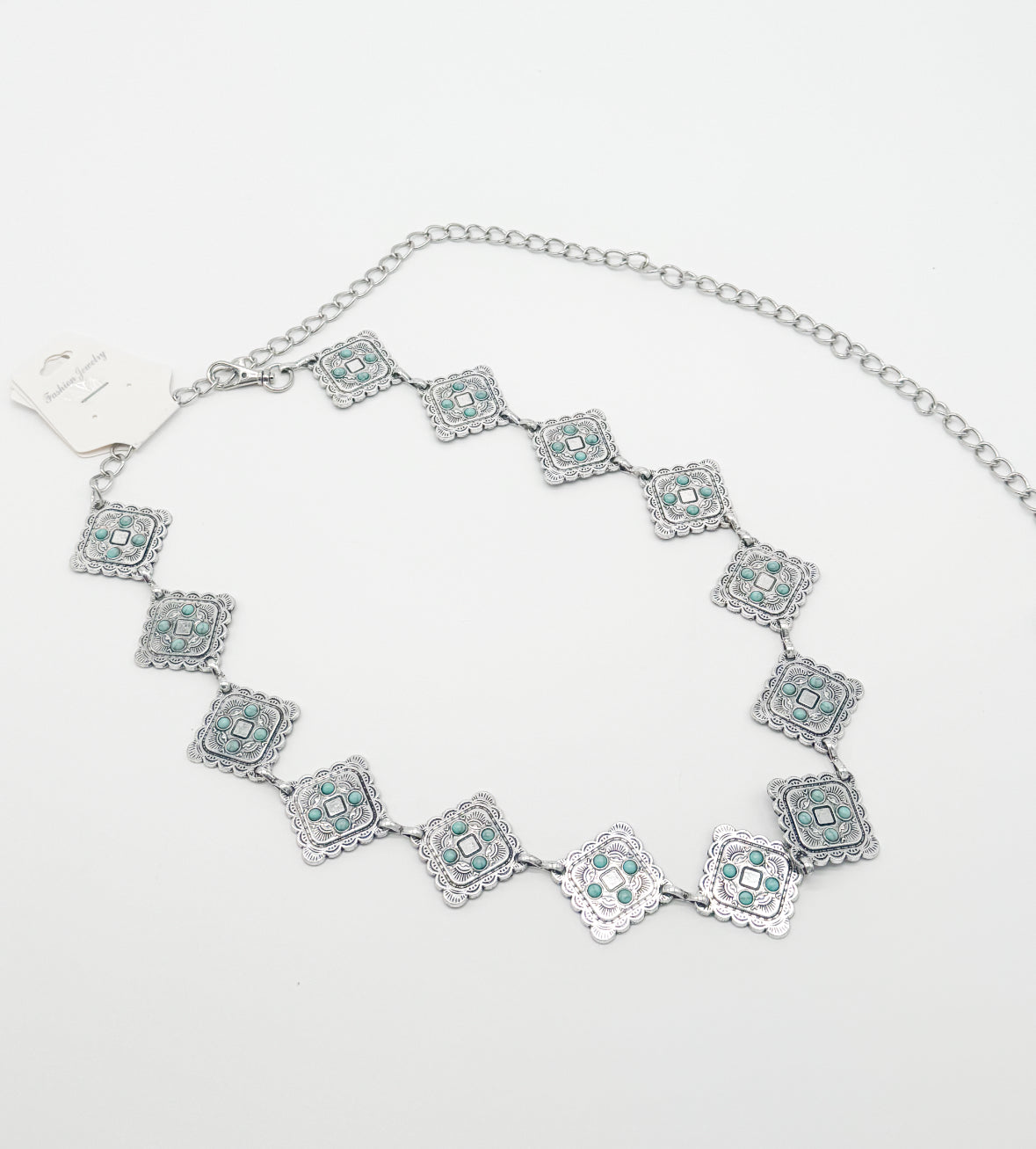 Accessories | Belt Silver With Bohemian Turquoise/Diamond Shape on Metal Chain