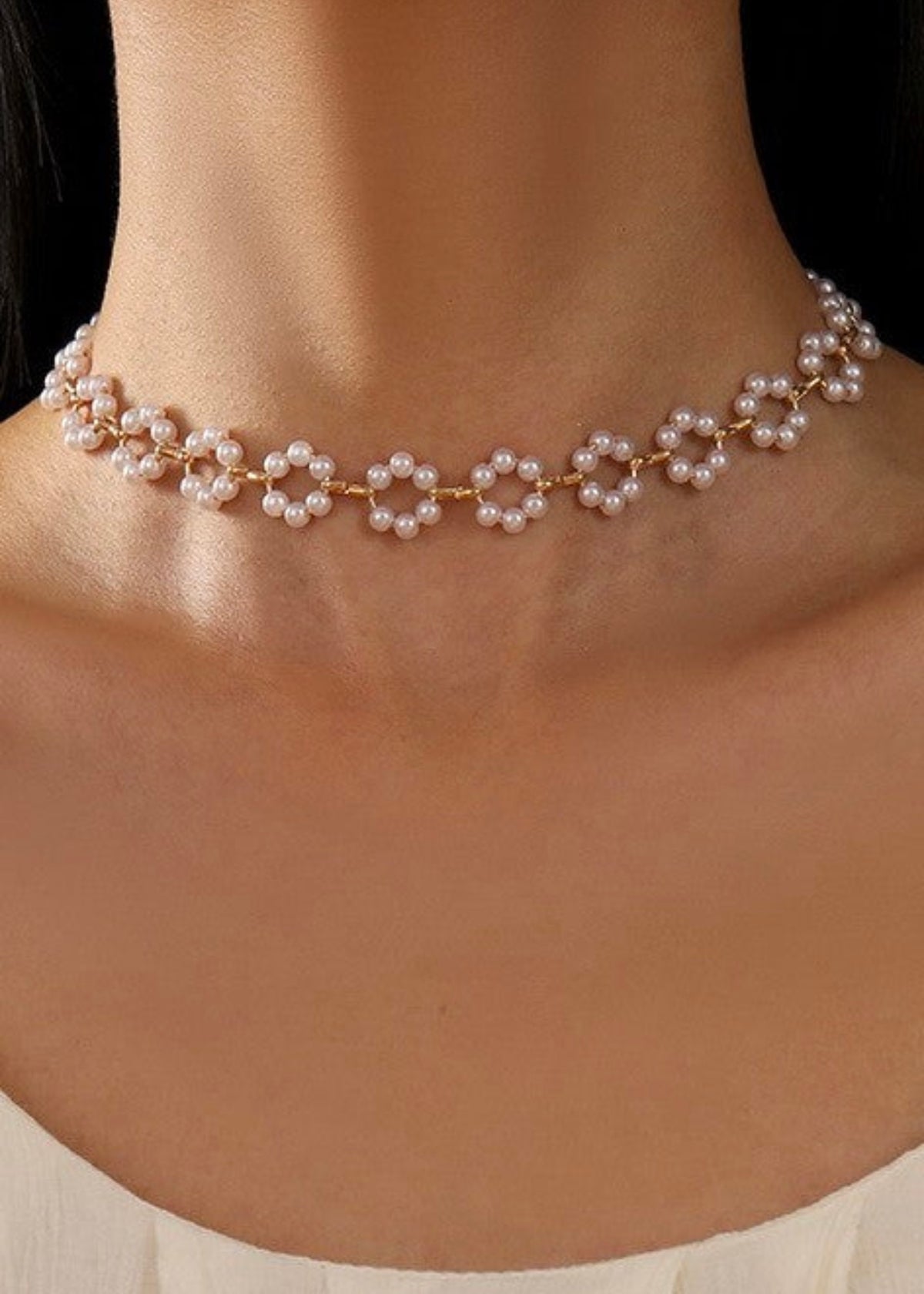 Necklace | Classic Flower Pearl Choker