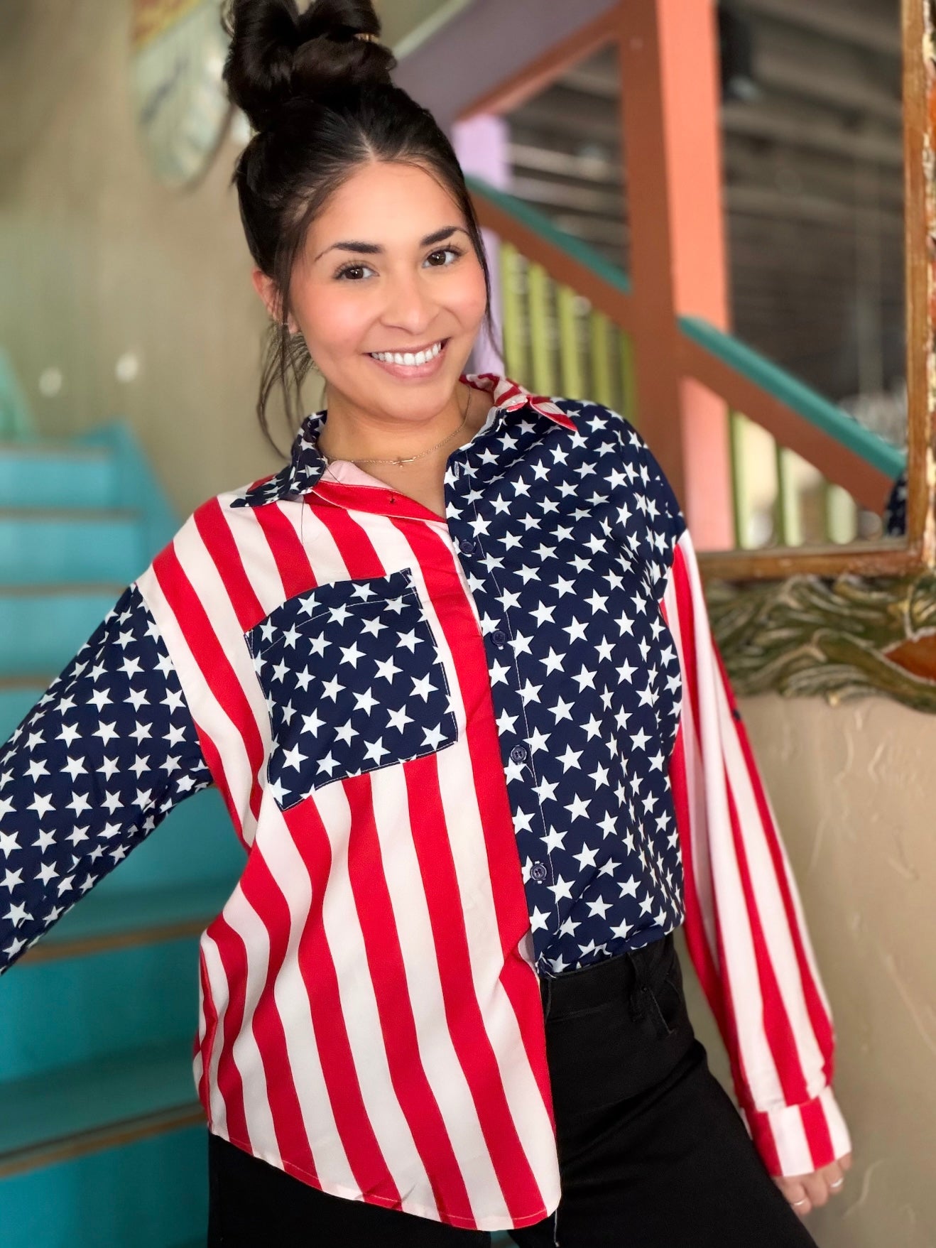 Top - Stars & Stripes Button Down