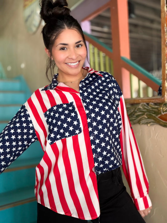Top - Stars & Stripes Button Down